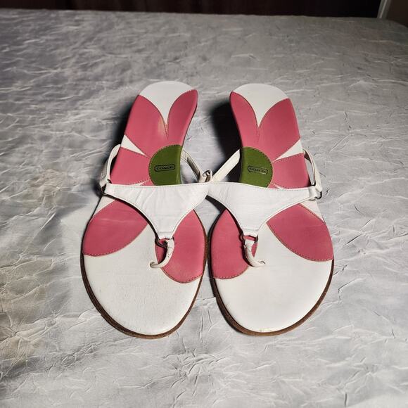 Coach Floral Thong Sandals Womens Size 8B Made In Italy Preppy Y2K Kitten Heel - Picture 2 of 6
